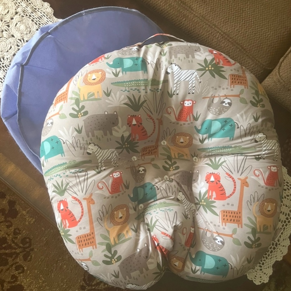 Boppy Green and Tan Support Pillow with Safari Design
